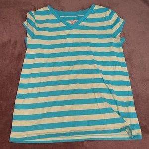 Blue yellow striped tee shirt